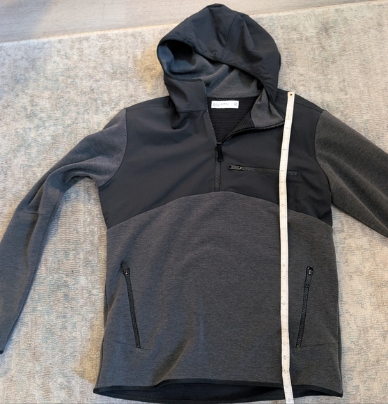 Hill City Men Half Zip Charcoal Pullover With Hood - Picture 9 of 11
